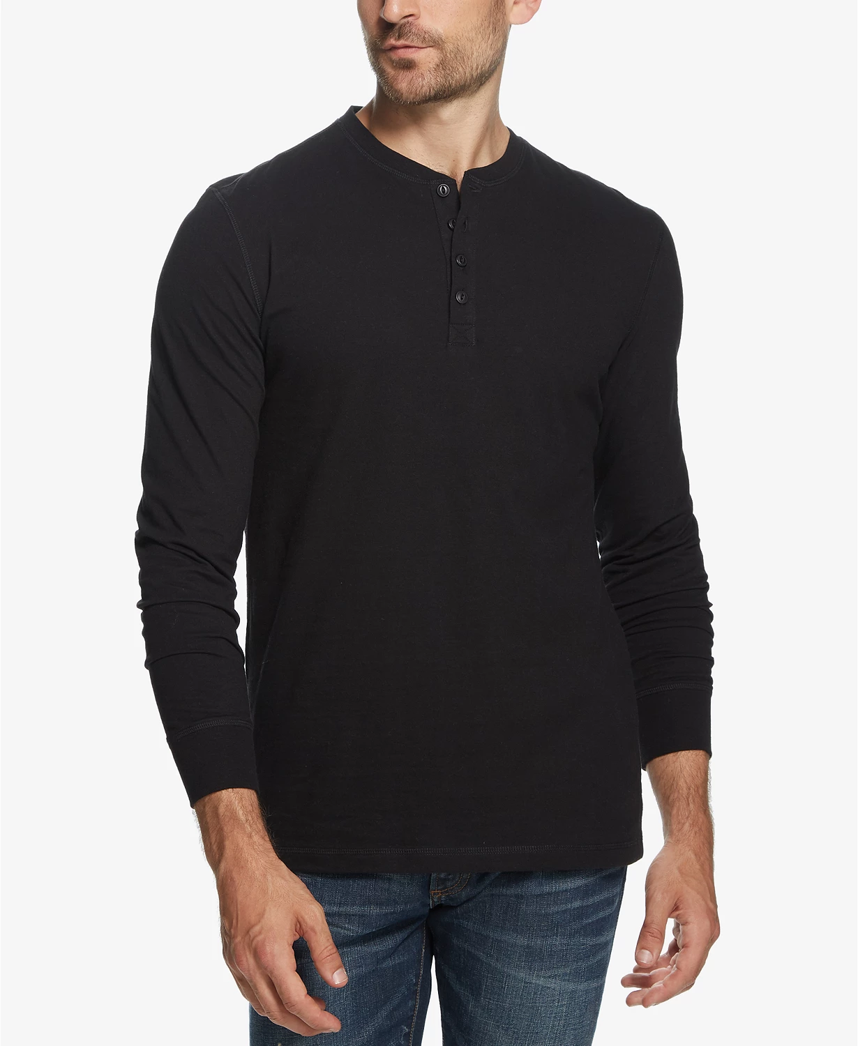 Men's Long Sleeve Brushed Jersey Henley T-shirt